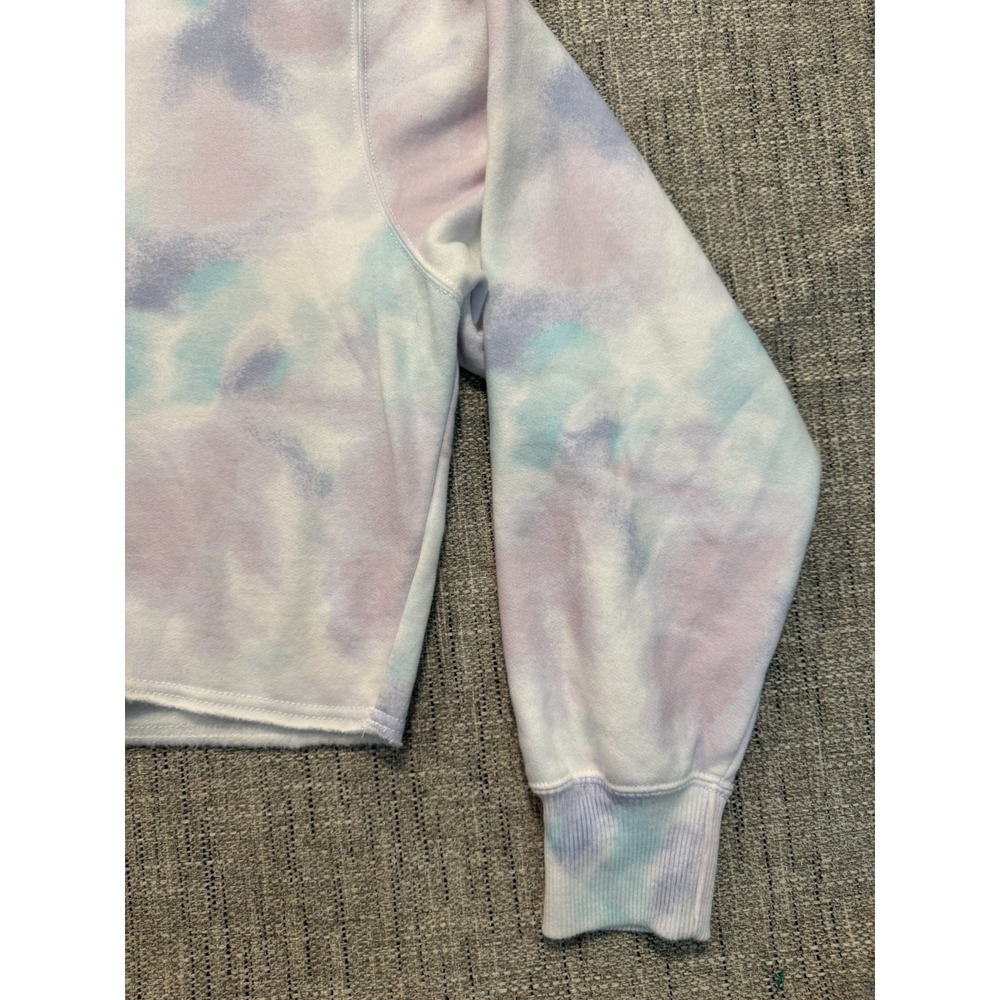Hollister Womens Sweatshirt XSmall Pink White‎ Blue Jumper Cropped Tie Dye - Picture 7 of 12